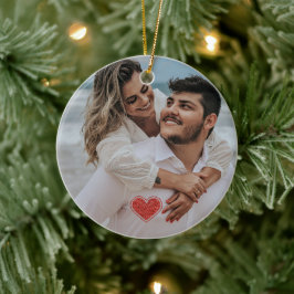 Adorno De Cerámica Parejas Primer nombre de foto de Navidad