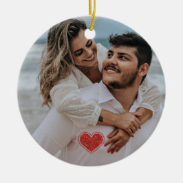 Adorno De Cerámica Parejas Primer nombre de foto de Navidad