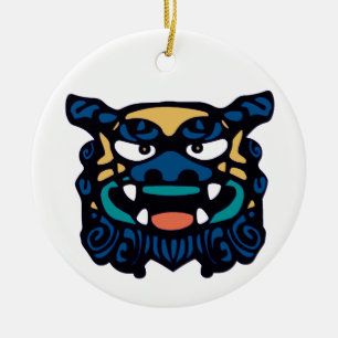 Adorno De Cerámica Pares azules de Shisa