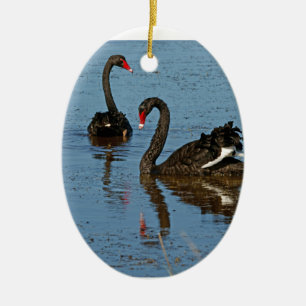 Adorno De Cerámica Pares de cisnes negros