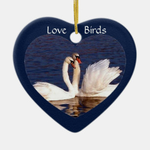 Adorno De Cerámica "Pares del cisne de los pájaros del amor"