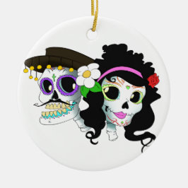 Adorno De Cerámica Pares festivos mexicanos del cráneo