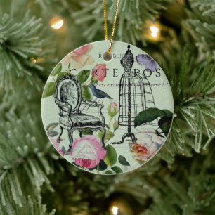 Adorno De Cerámica parís de mariposa de rosa francés vintage moderno