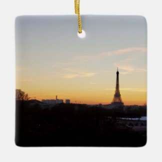 Adorno De Cerámica Paris Eiffel Tower at Sunset Christmas Ornament