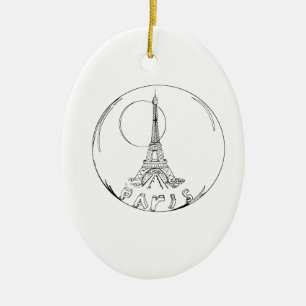 Adorno De Cerámica parís en una bola de vidrio
