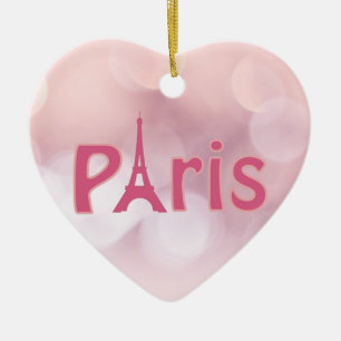 Adorno De Cerámica Paris France Eiffel Tower Navidades del Corazón R