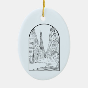 Adorno De Cerámica París, Francia, dibujo de líneas