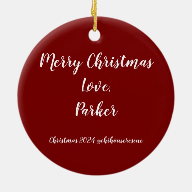 Adorno De Cerámica Parker Christmas Ornament 2024 (Atrás)