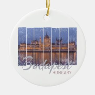 Adorno De Cerámica Parlamento de Budapest Hungría Vintage Panorama