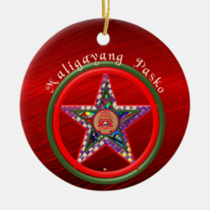 Adorno De Cerámica Parol y yipni para Navidades filipinos