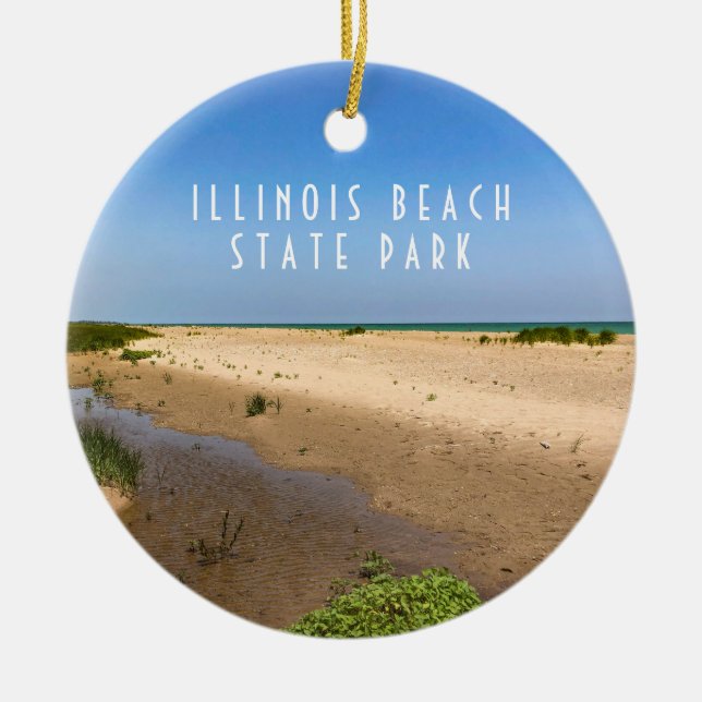 Adorno De Cerámica Parque Estatal de la Playa de Illinois (Frente)