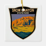 Adorno De Cerámica Parque estatal del cañón de nieve Utah Vintage<br><div class="desc">Diseño artístico del Parque Estatal del Cañón de Nieve. El parque cuenta con un cañón tallado en la piedra arenisca de Navajo roja y blanca de las Montañas Rojas,  así como el volcán extinguido de Santa Clara.</div>