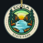 Adorno De Cerámica Parque Estatal Ecola Oregon Badge<br><div class="desc">Ilustracion del Parque Estatal Ecola en un círculo de insignias.</div>