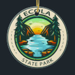 Adorno De Cerámica Parque Estatal Ecola Oregon Badge<br><div class="desc">Ilustracion del Parque Estatal Ecola en un círculo de insignias.</div>