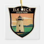 Adorno De Cerámica Parque estatal Elk Neck Maryland Vintage<br><div class="desc">Ilustracion del Parque Estatal Elk Neck. El parque es una zona de recreación pública situada entre la bahía de Chesapeake y el río Elk,  cerca del extremo sur de la península de Elk Neck.</div>