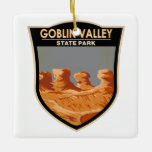 Adorno De Cerámica Parque Estatal Goblin Valley Vintage Utah<br><div class="desc">Diseño artístico del Parque Estatal Goblin Valley. El parque cuenta con miles de hoodoos,  conocidos localmente como duendes,  que son formaciones de pináculos rocosos en forma de seta,  algunos de ellos de altura como varios metros.</div>