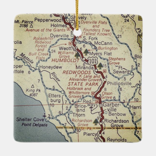 Adorno De Cerámica Parque estatal Humbolt Redwood (Reverso)