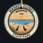 Adorno De Cerámica Parque estatal Warren Dunes Michigan Vintage<br><div class="desc">Diseño artístico del Parque Estatal Warren Dunes. Las grandes dunas de arena y playas del parque lo convierten en uno de los parques estatales más populares de Michigan</div>