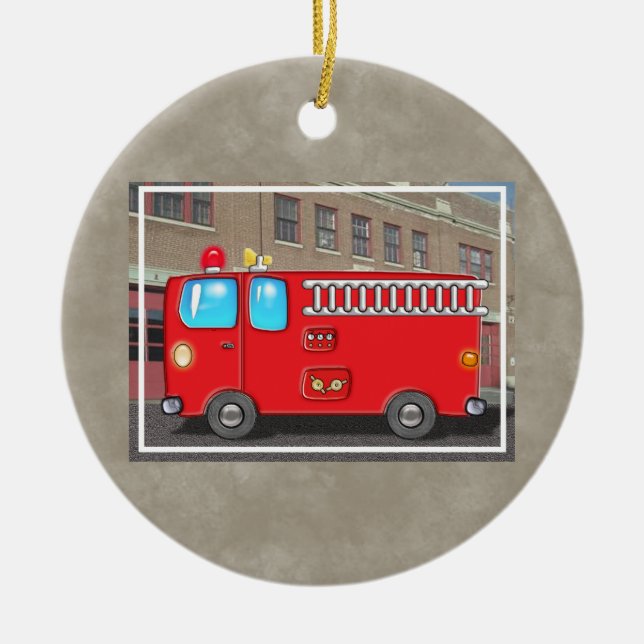 Adorno De Cerámica Parque fabuloso del coche de bomberos y de (Frente)