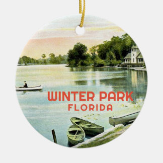 Adorno De Cerámica Parque invernal Florida, Lago Osceola Vintage