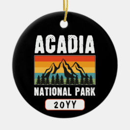 Adorno De Cerámica Parque nacional Acadia, Año Personalizado Maine Re