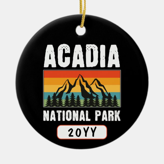 Adorno De Cerámica Parque nacional Acadia, Año Personalizado Maine Re (Frente)