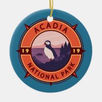Parque nacional Acadia Emblema de brújula retro Pu