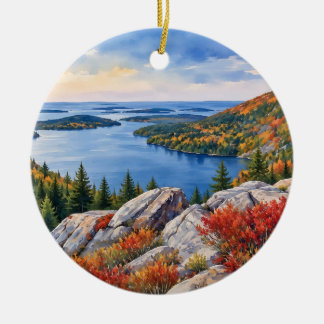 Adorno De Cerámica Parque Nacional Acadia Maine Acuarela