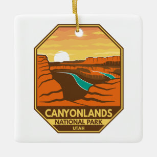 Adorno De Cerámica Parque nacional Canyonlands Sunset Retro Emblem