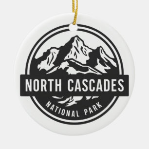 Adorno De Cerámica Parque nacional Cascades del Norte Emblema blanco 