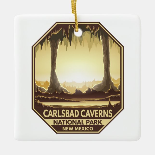 Adorno De Cerámica Parque nacional Cavernas Carlsbad Emblem Retro (Anverso)