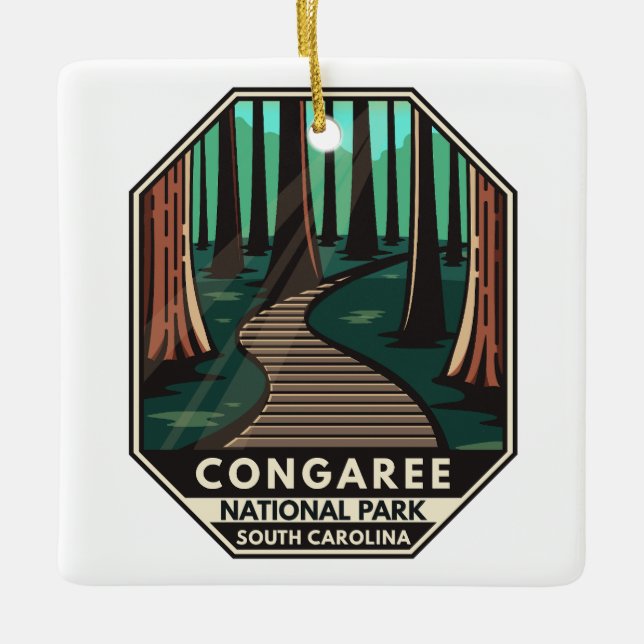 Adorno De Cerámica Parque nacional Congaree Retro Emblem (Anverso)