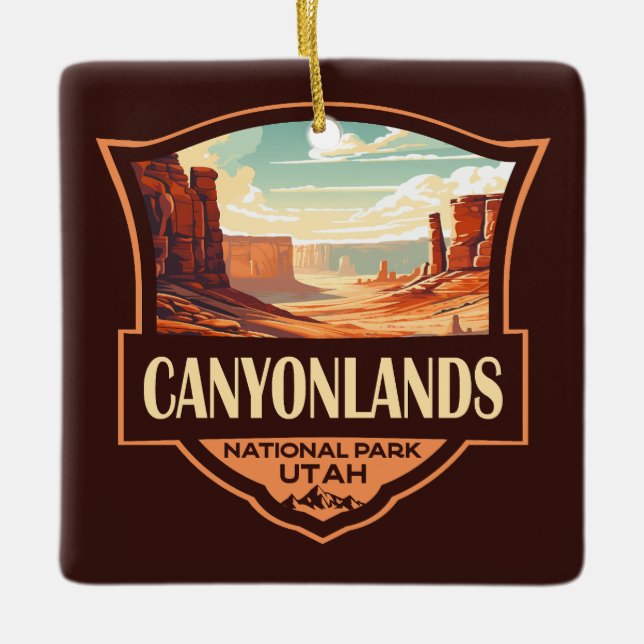 Adorno De Cerámica Parque nacional de Canyonlands Ilustracion Retro (Anverso)