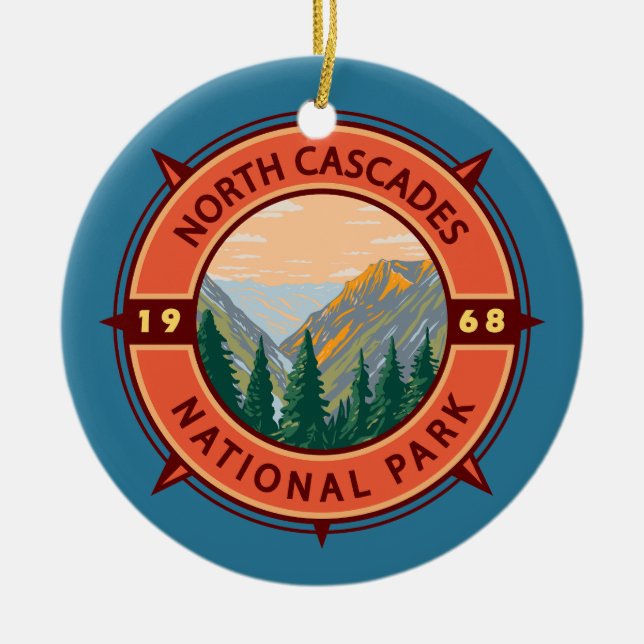 Adorno De Cerámica Parque nacional de Cascades del Norte Emblema de l (Frente)