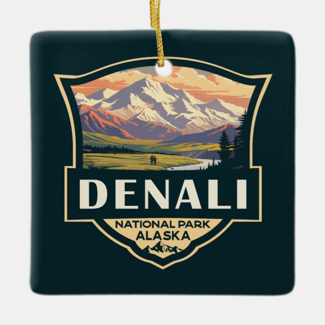 Adorno De Cerámica Parque nacional de Denali Ilustracion Viaje Viaje  (Anverso)