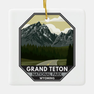 Adorno De Cerámica Parque nacional de Grand Teton Wyoming Road Vintag