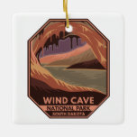 Adorno De Cerámica Parque nacional de la Cueva del Viento Emblema Ret<br><div class="desc">Diseño de arte vectorial de la Cueva del Viento. La cueva es reconocida como el sistema de cuevas más denso del mundo.</div>