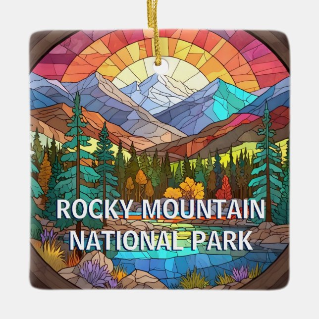 Adorno De Cerámica Parque nacional de las Montañas Rocosas Cristal Fa (Anverso)