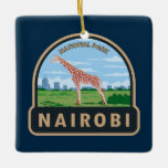 Adorno De Cerámica Parque nacional de Nairobi Giraffe Viaje Vintage<br><div class="desc">Diseño de arte vectorial de Nairobi. Está cercada en tres lados,  mientras que la frontera sur abierta permite a la fauna migrante moverse entre el parque.</div>
