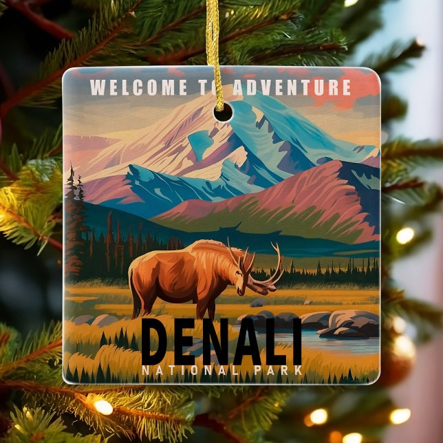 Adorno De Cerámica Parque nacional Denali Montaña Alaska Esquí (Subido por el creador)