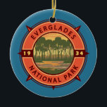 Adorno De Cerámica Parque nacional Everglades Compass Retro Sunset<br><div class="desc">Diseño de arte vectorial Everglades. El parque está formado por manglares costeros,  marismas de pasto y bosques de pino que albergan cientos de especies animales.</div>