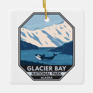 Adorno De Cerámica Parque nacional Glacier Bay Alaska Orca Art Vintag