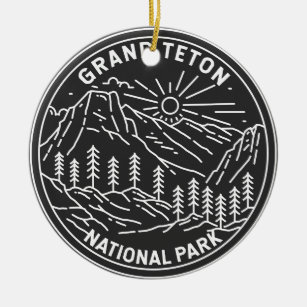 Adorno De Cerámica Parque nacional Gran Teton Monoline Vintage