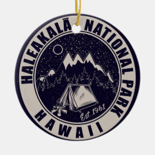 Adorno De Cerámica Parque nacional Haleakalā Hawai Retro Emblem