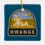 Adorno De Cerámica Parque nacional Hwange Zimbabue Viaje de arte<br><div class="desc">Diseño de arte vectorial Hwange. El Parque Nacional Hwange se encuentra en el oeste de Zimbabue. Sus praderas y bosques de mopane albergan grandes manadas de elefantes,  leones y perros salvajes africanos.</div>