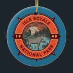 Adorno De Cerámica Parque nacional Isle Royale<br><div class="desc">Diseño de arte vectorial Isle Royale. El parque consta de la isla Royale y de cientos de islas adyacentes,  así como de las aguas circundantes del lago Superior,  en el estado de Michigan.</div>