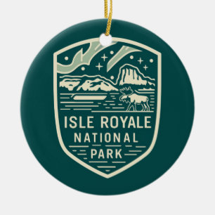 Adorno De Cerámica Parque nacional Isle Royale Emblem nocturno mágico