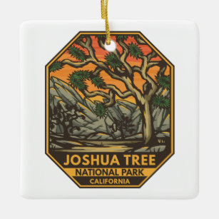 Adorno De Cerámica Parque nacional Joshua Tree Sunset Retro Emblem