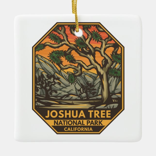 Adorno De Cerámica Parque nacional Joshua Tree Sunset Retro Emblem (Anverso)