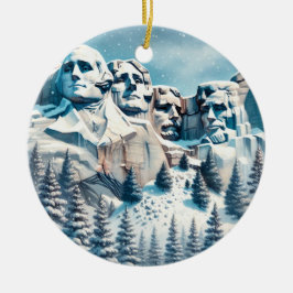 Adorno De Cerámica Parque nacional Mount Rushmore Navidades Snowy